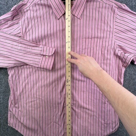 Lauren Ralph Lauren Button Up Shirt Adult 18 34/35 Pink Striped Long Sleeve Men - Picture 13 of 16
